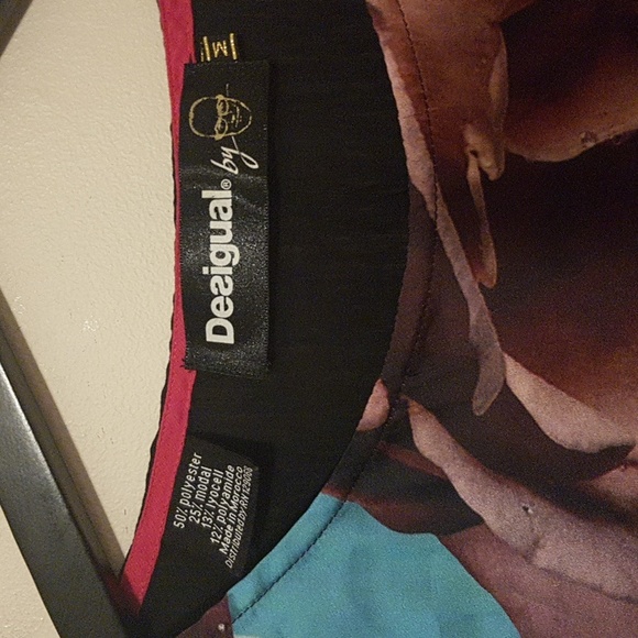 Desigual satin mixed collage print fashion face boxy blouse - Picture 2 of 8